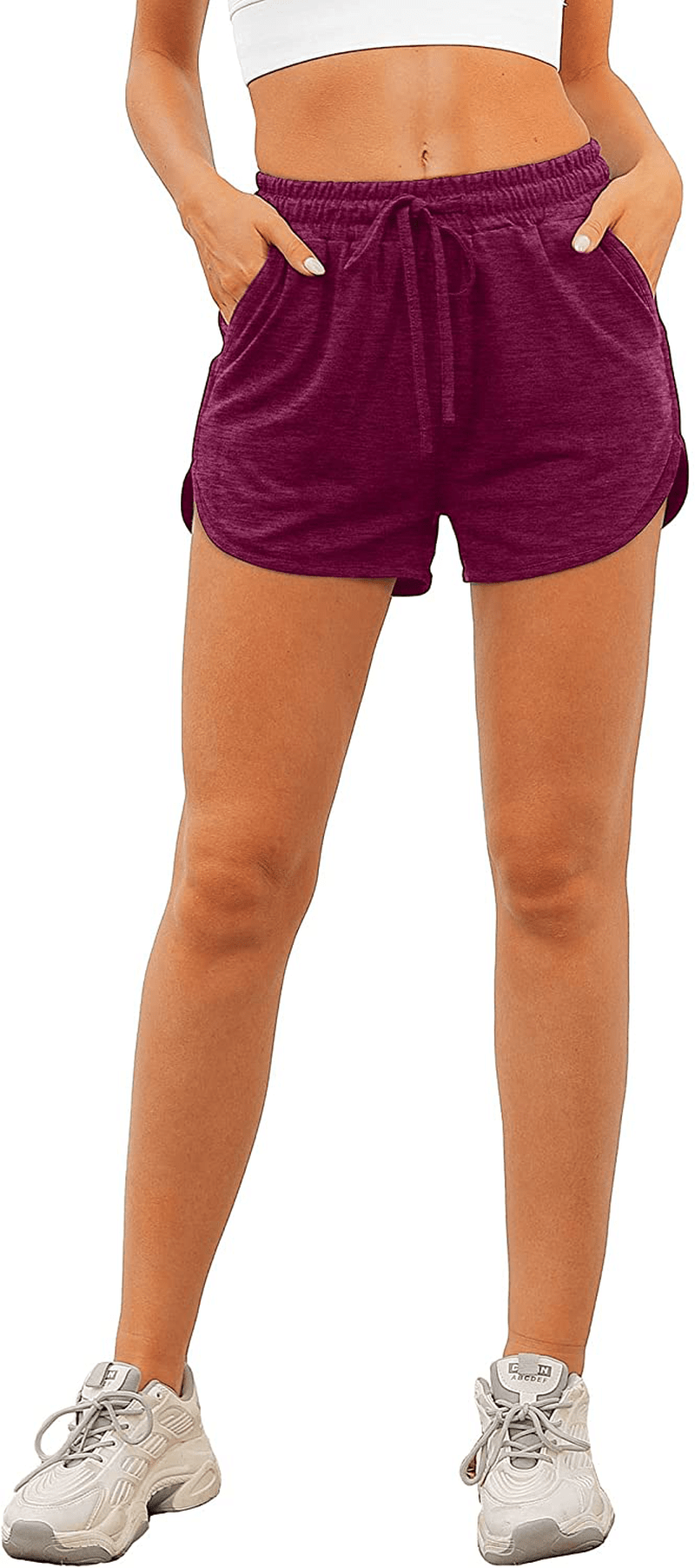 Aloodor Womens Athletic Shorts Running Dolphin Shorts with Pockets and Drawstring Apparel & Accessories > Clothing > Shorts Kylie Max   