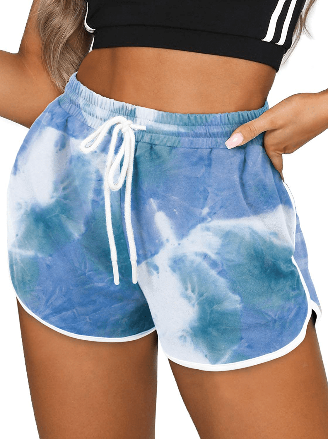 Aloodor Womens Workout Shorts with Pockets Tie Dye Athletic Shorts Plain Lounge Shorts Apparel & Accessories > Clothing > Shorts Kylie Max   