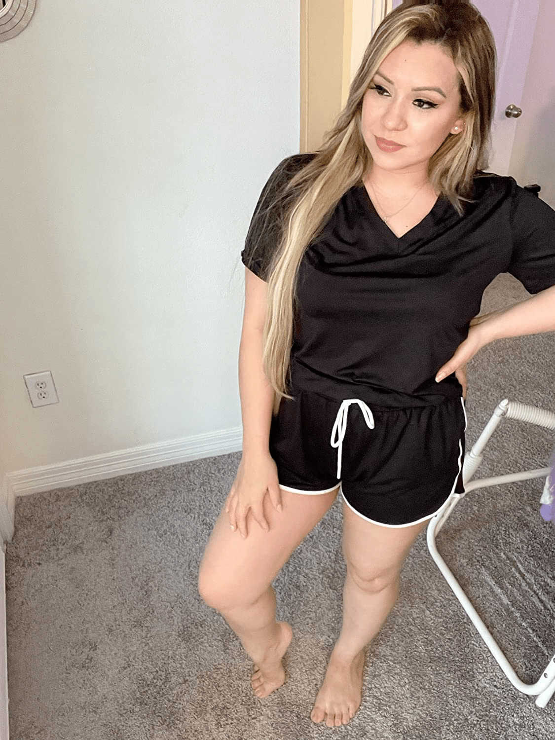 Aloodor Womens Workout Shorts with Pockets Tie Dye Athletic Shorts Plain Lounge Shorts Apparel & Accessories > Clothing > Shorts Kylie Max   