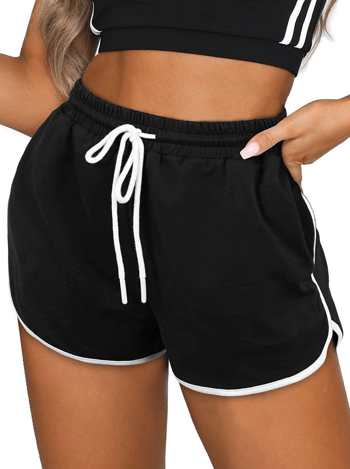 Aloodor Womens Workout Shorts with Pockets Tie Dye Athletic Shorts Plain Lounge Shorts Apparel & Accessories > Clothing > Shorts Kylie Max   