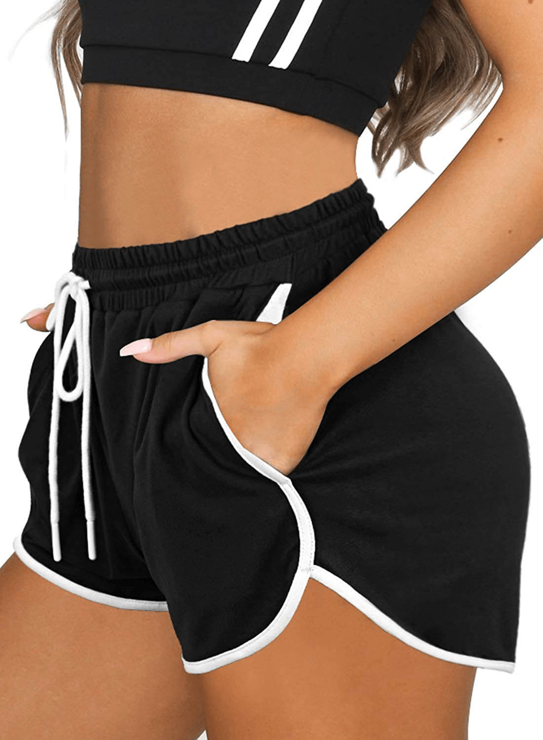 Aloodor Womens Workout Shorts with Pockets Tie Dye Athletic Shorts Plain Lounge Shorts Apparel & Accessories > Clothing > Shorts Kylie Max   