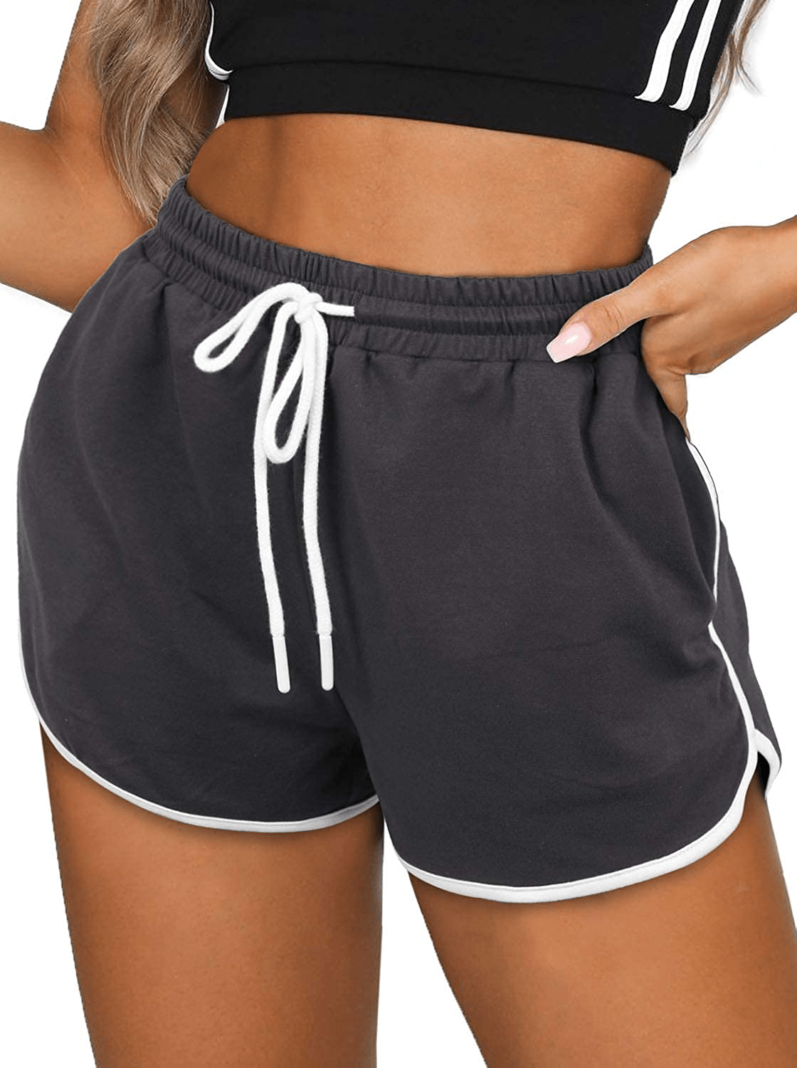 Aloodor Womens Workout Shorts with Pockets Tie Dye Athletic Shorts Plain Lounge Shorts Apparel & Accessories > Clothing > Shorts Kylie Max   