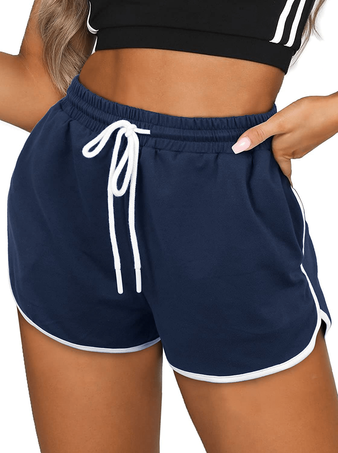 Aloodor Womens Workout Shorts with Pockets Tie Dye Athletic Shorts Plain Lounge Shorts Apparel & Accessories > Clothing > Shorts Kylie Max   