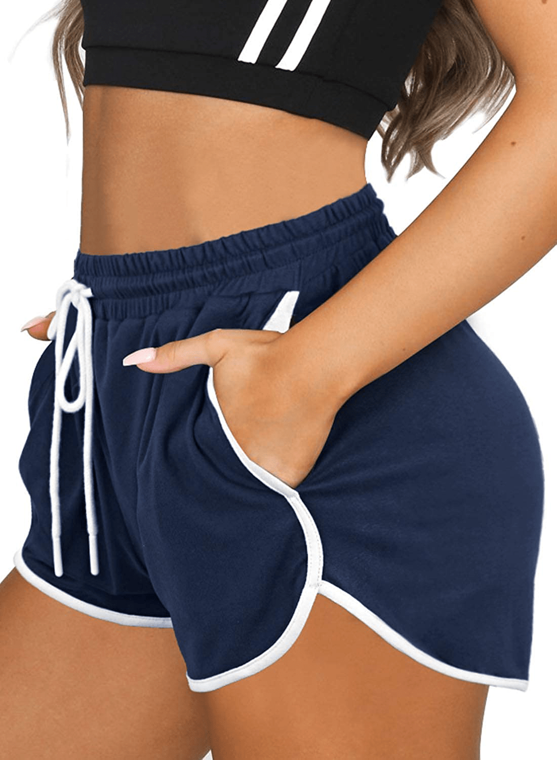Aloodor Womens Workout Shorts with Pockets Tie Dye Athletic Shorts Plain Lounge Shorts Apparel & Accessories > Clothing > Shorts Kylie Max   
