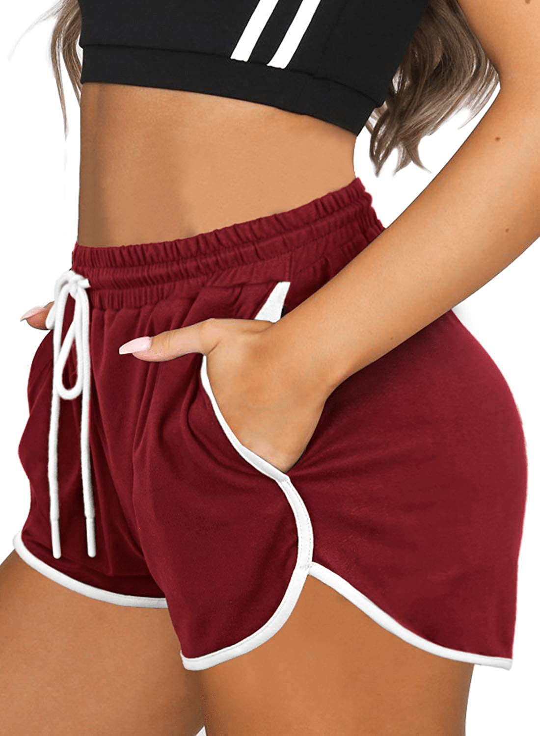 Aloodor Womens Workout Shorts with Pockets Tie Dye Athletic Shorts Plain Lounge Shorts Apparel & Accessories > Clothing > Shorts Kylie Max   