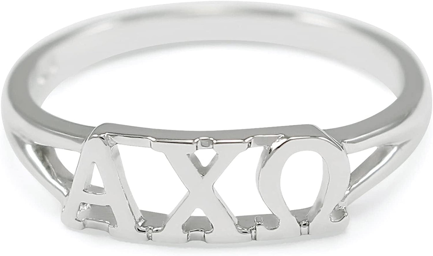 Alpha Chi Omega Sorority Sterling Silver Ring with Greek Cut-Out Letters 5
