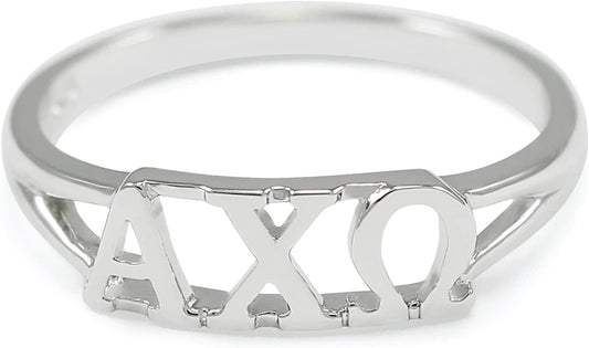 Alpha Chi Omega Sorority Sterling Silver Ring with Greek Cut-Out Letters 5