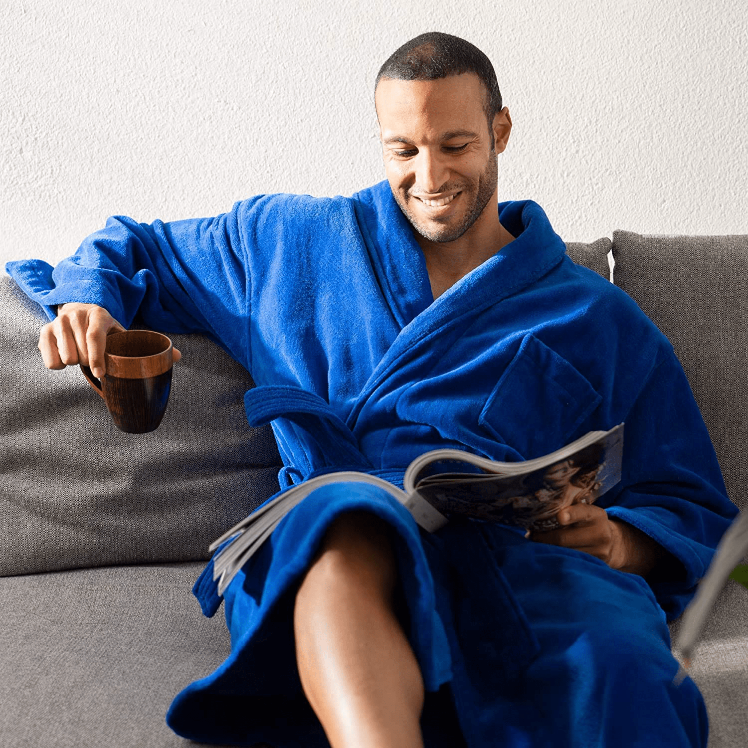Alpine Swiss Aiden Mens Cotton Terry Cloth Bathrobe Shawl Collar Velour Spa Robe Apparel & Accessories > Clothing > Sleepwear & Loungewear > Robes Kylie Max   