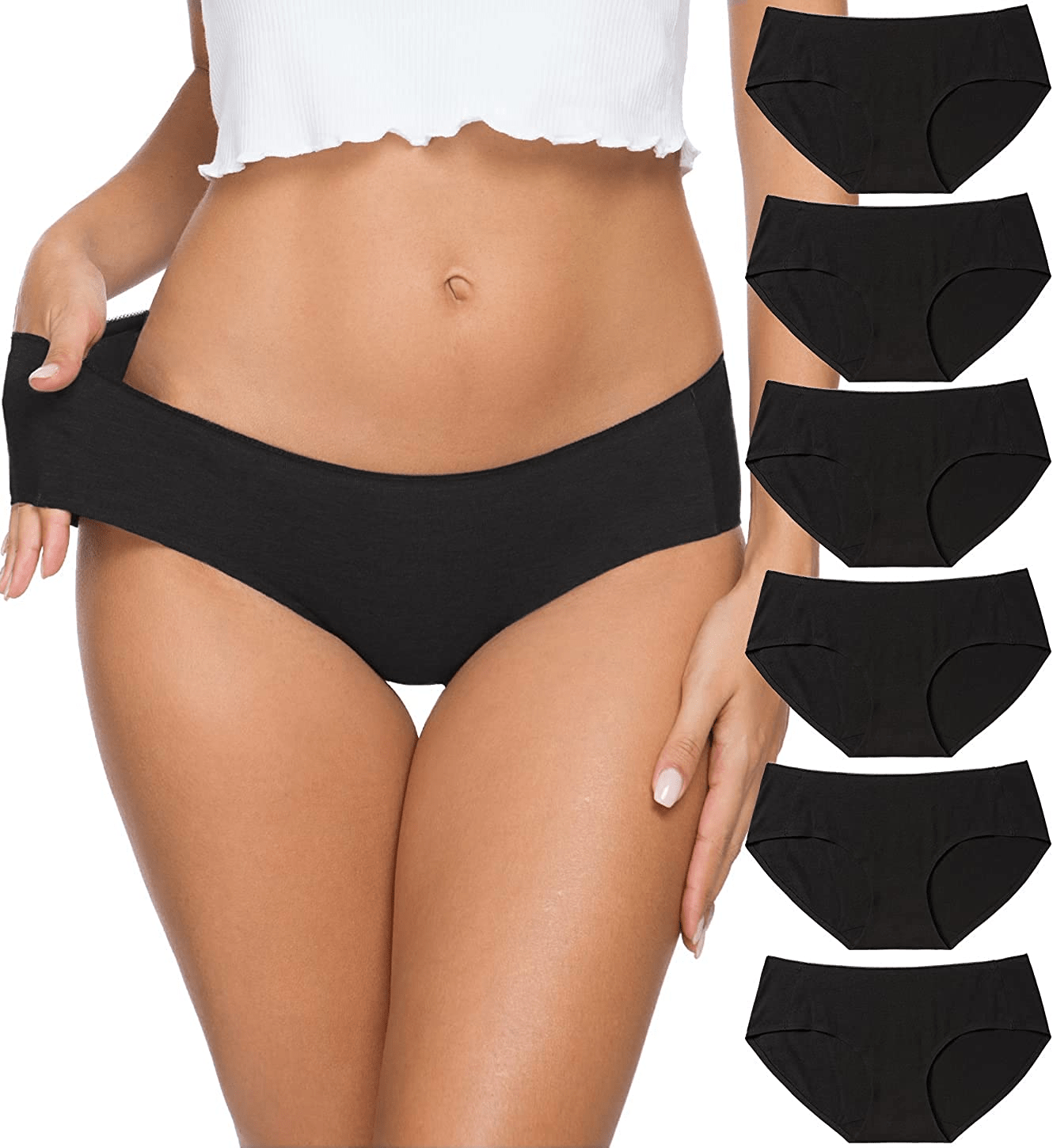 Altheanray Womens Underwear Seamless Cotton Briefs Panties for Women 6 Pack Apparel & Accessories > Clothing > Underwear & Socks > Underwear Altheanray Black Cotton Underwear Large 