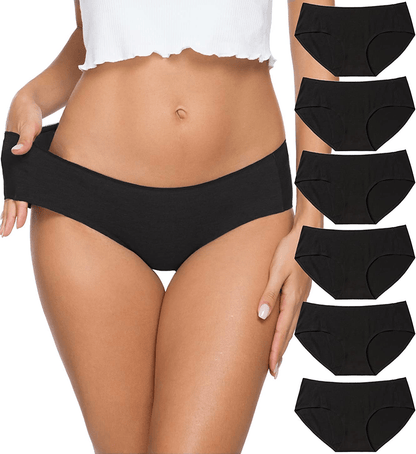 Altheanray Womens Underwear Seamless Cotton Briefs Panties for Women 6 Pack Apparel & Accessories > Clothing > Underwear & Socks > Underwear Altheanray Black Cotton Underwear Large 