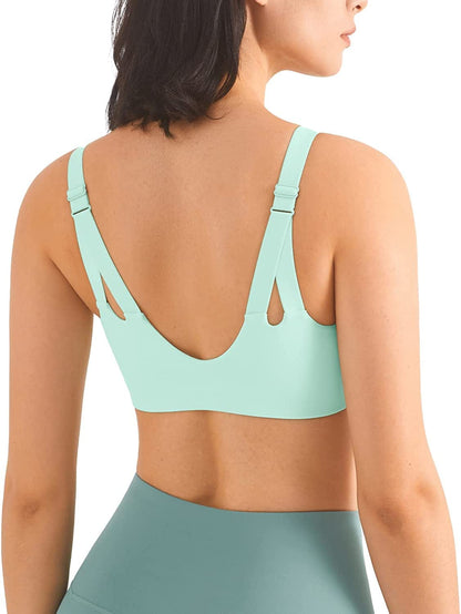 Altiland Adjustable Straps Sports Bra for Women High Support, Padded Workout Yoga Athletic Exercise Tops Pale Mint Green / Large
