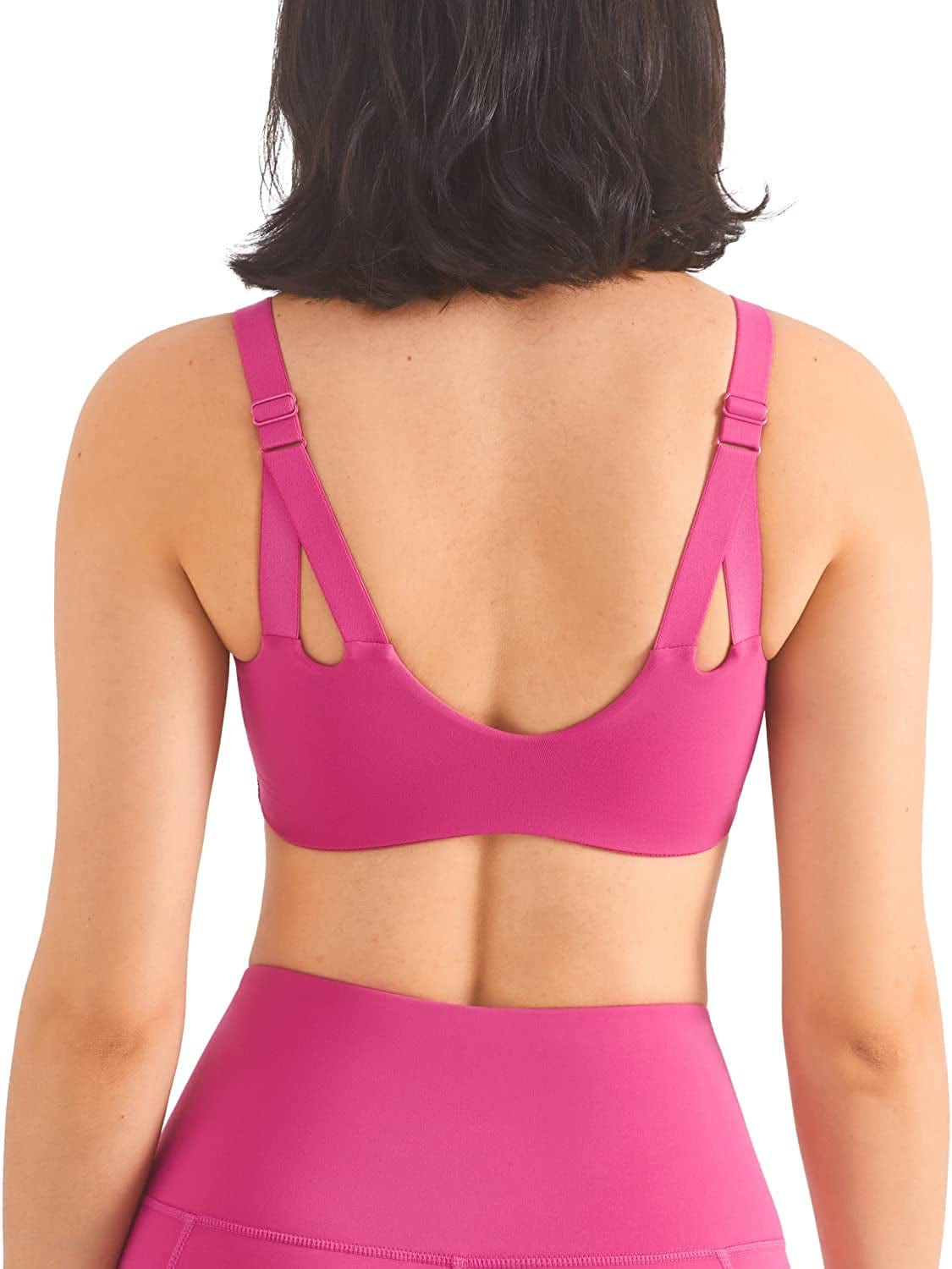 Altiland Adjustable Straps Sports Bra for Women High Support, Padded Workout Yoga Athletic Exercise Tops Pink Lychee / Medium