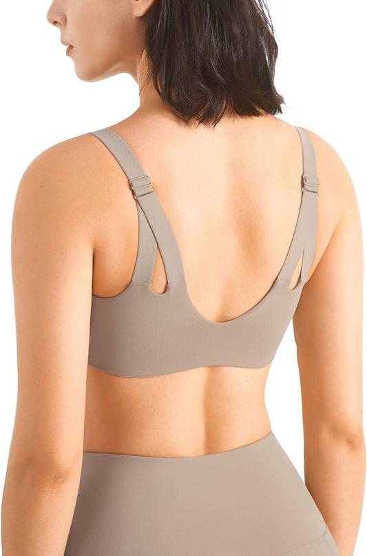 Altiland Adjustable Straps Sports Bra for Women High Support, Padded Workout Yoga Athletic Exercise Tops Gravel / Medium