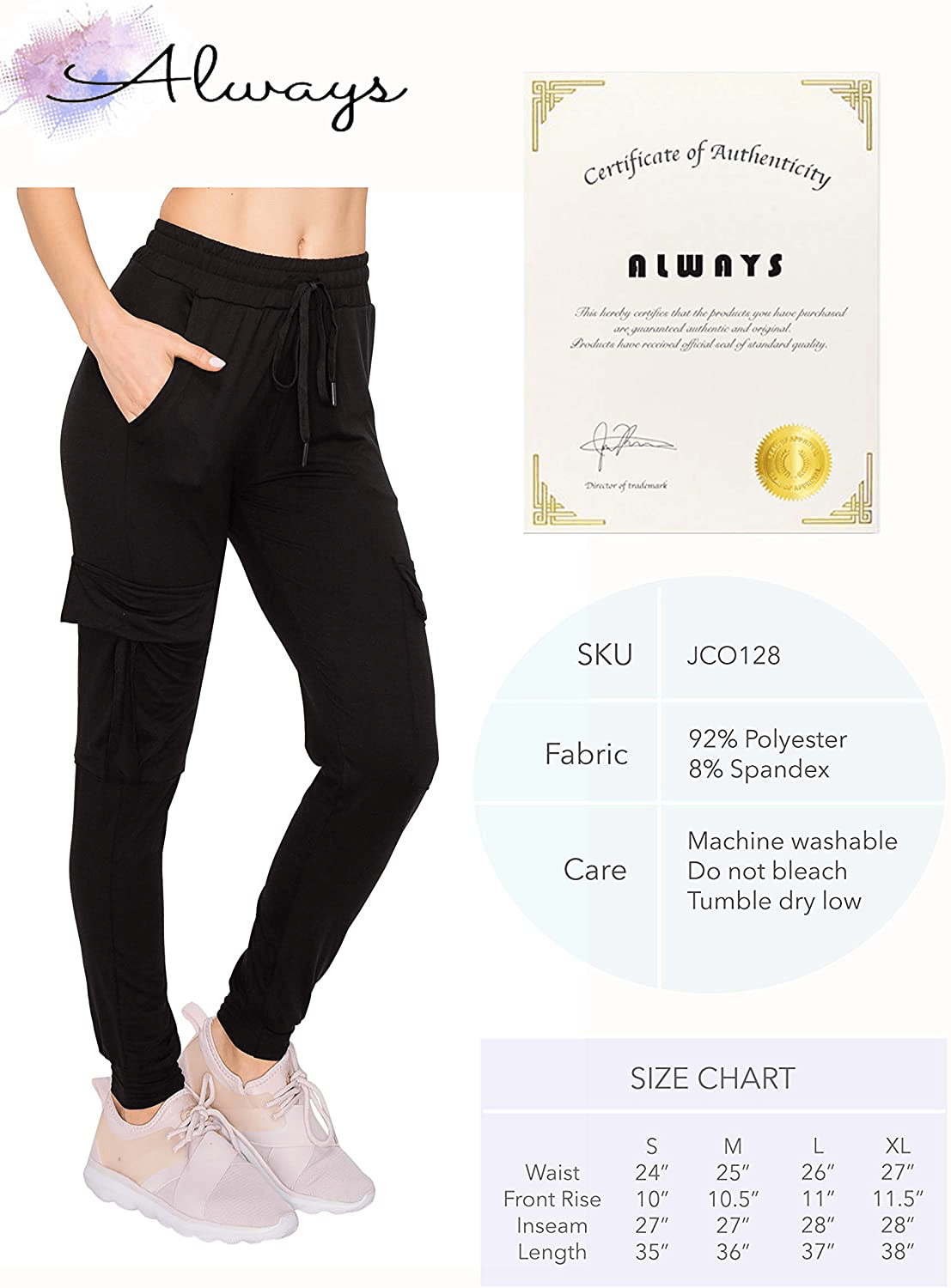 ALWAYS Women'S Cargo Jogger Pants - Buttery Soft Casual Comfy Lounge Sweatpants for Women Apparel & Accessories > Clothing > Activewear Kylie Max   