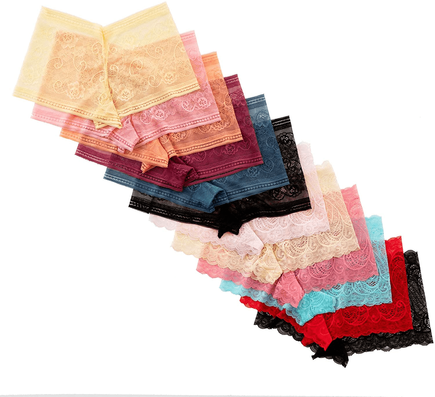 Alyce Intimates Pack of 10 Womens Lace Boyshort Panty, Regular to plus Size Apparel & Accessories > Clothing > Underwear & Socks > Underwear Alyce Ives Intimates   