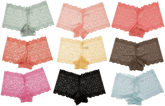 Alyce Intimates Pack of 10 Womens Lace Boyshort Panty, Regular to plus Size Apparel & Accessories > Clothing > Underwear & Socks > Underwear Alyce Ives Intimates Brights Small 