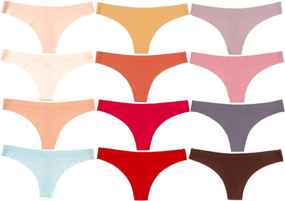 Alyce Intimates Pack of 12 Women'S Laser Cut Thong Pastel Colors / Large