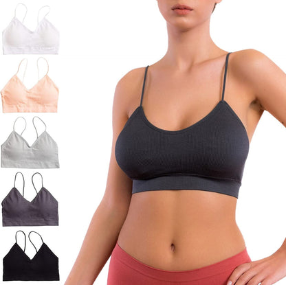 Alyce Intimates Pack of 5 Seamless Womens Ribbed Sleep & Lounge Bra Basics / 2X