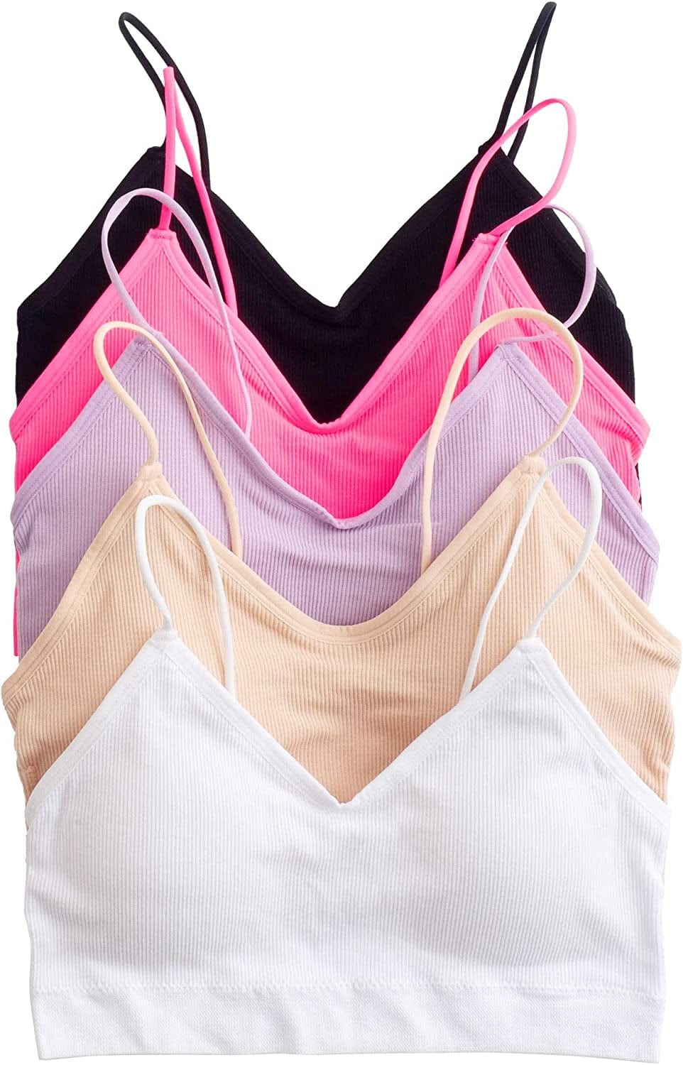 Alyce Intimates Pack of 5 Seamless Womens Ribbed Sleep & Lounge Bra Brights / 2X