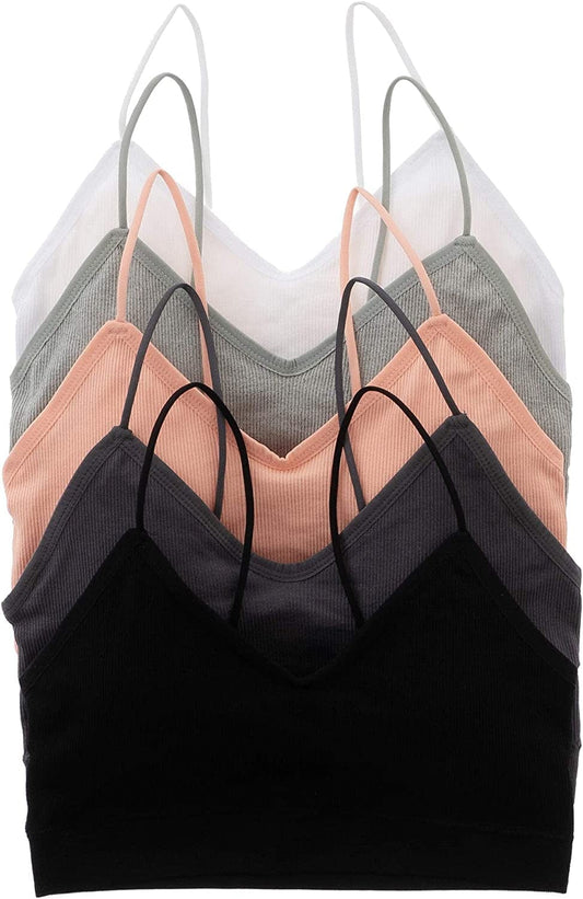 Alyce Intimates Pack of 5 Seamless Womens Ribbed Sleep & Lounge Bra Sleep Bra / Medium