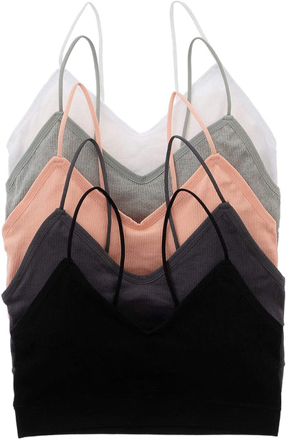 Alyce Intimates Pack of 5 Seamless Womens Ribbed Sleep & Lounge Bra Sleep Bra / Medium