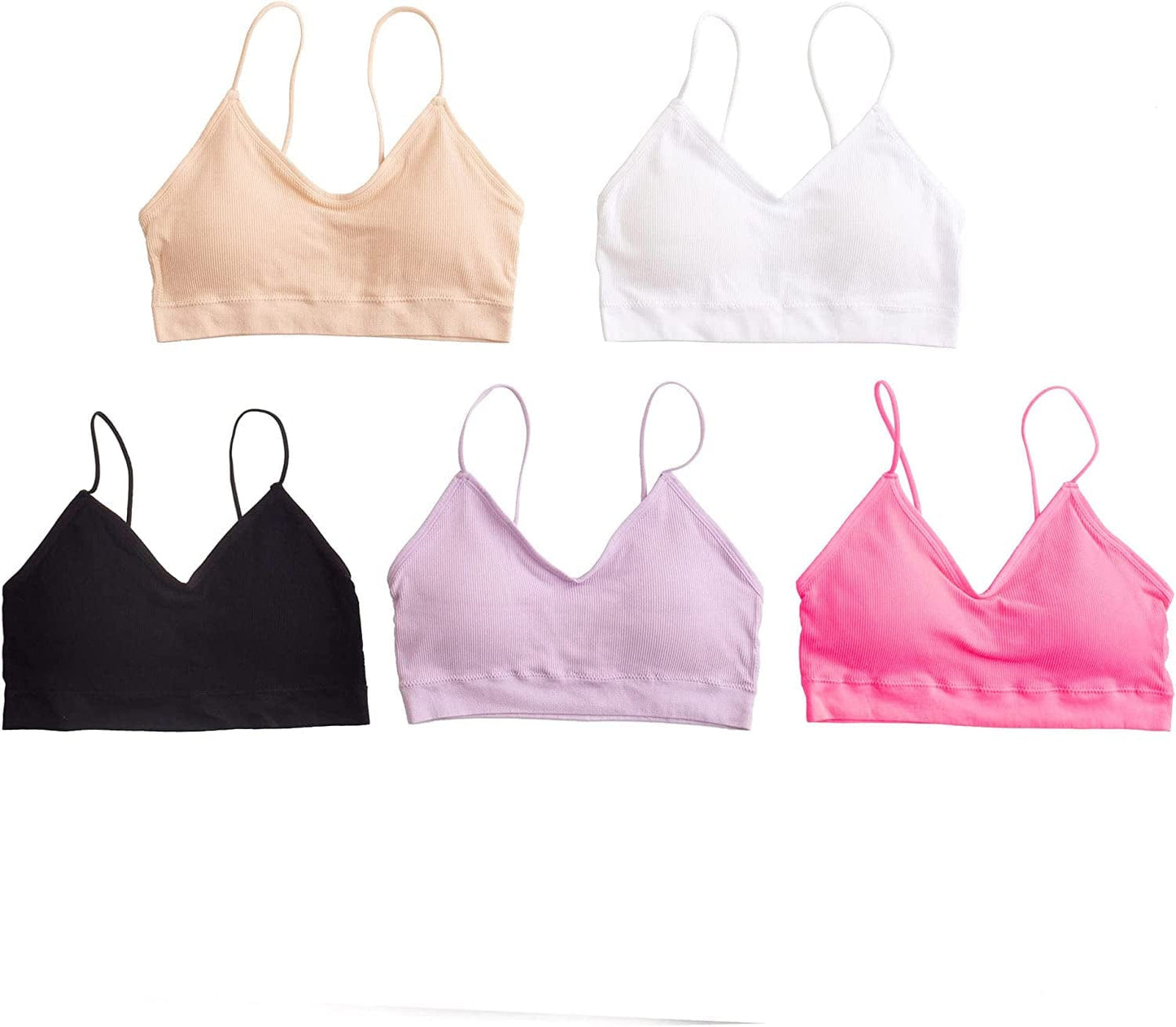 Alyce Intimates Pack of 5 Seamless Womens Ribbed Sleep & Lounge Bra