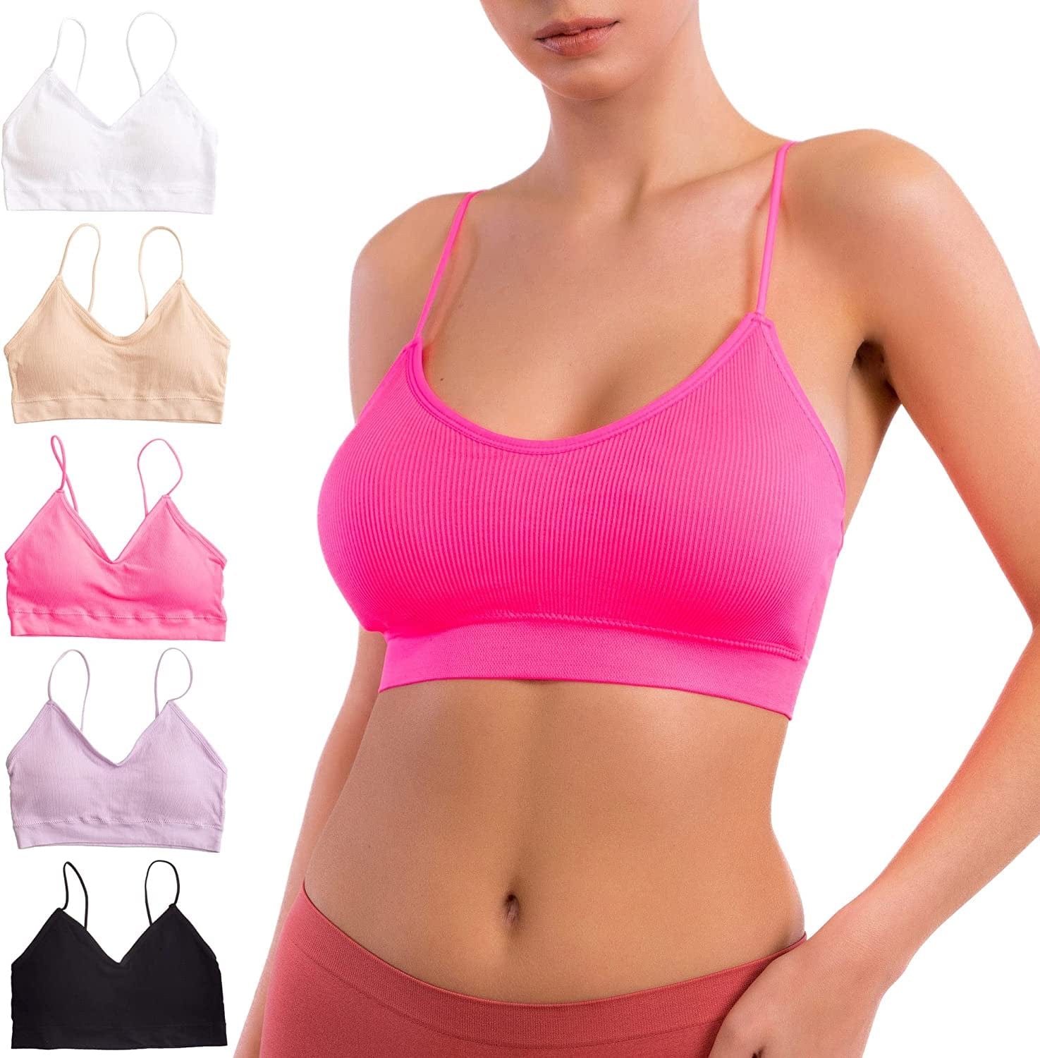 Alyce Intimates Pack of 5 Seamless Womens Ribbed Sleep & Lounge Bra