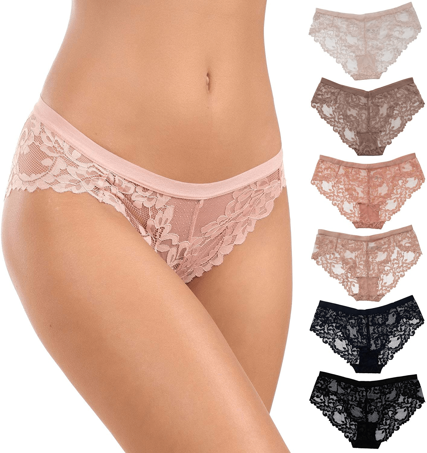 Alyce Intimates Pack of 6 Women’S Lace Bikini Apparel & Accessories > Clothing > Underwear & Socks > Underwear Alyce Ives Intimates Feminine Lace Medium 