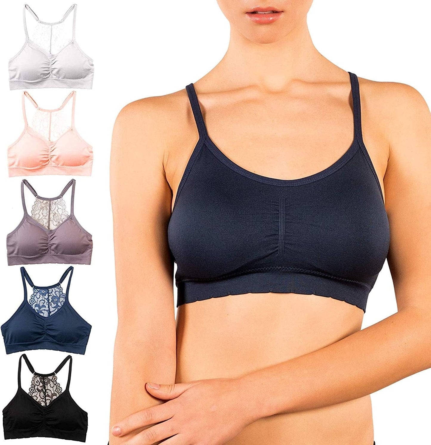 Alyce Intimates Seamless Womens Bra, Pack of 5 Lace | 5 Pack / Large