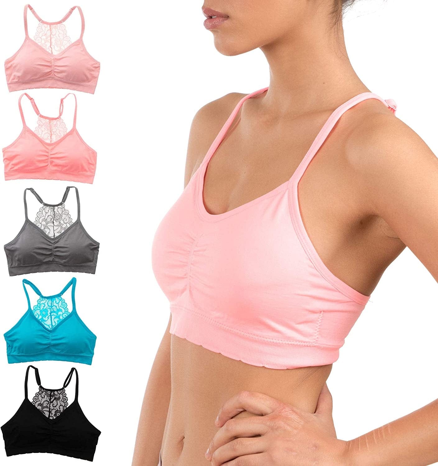 Alyce Intimates Seamless Womens Bra, Pack of 5 Pastels Pack of 5 / Large