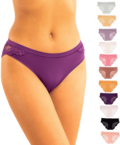Alyce Ives Intimates 12 Pack Womens Lace Bikini Assorted Colors Apparel & Accessories > Clothing > Underwear & Socks > Underwear Alyce Ives Intimates Lace Back Medium 