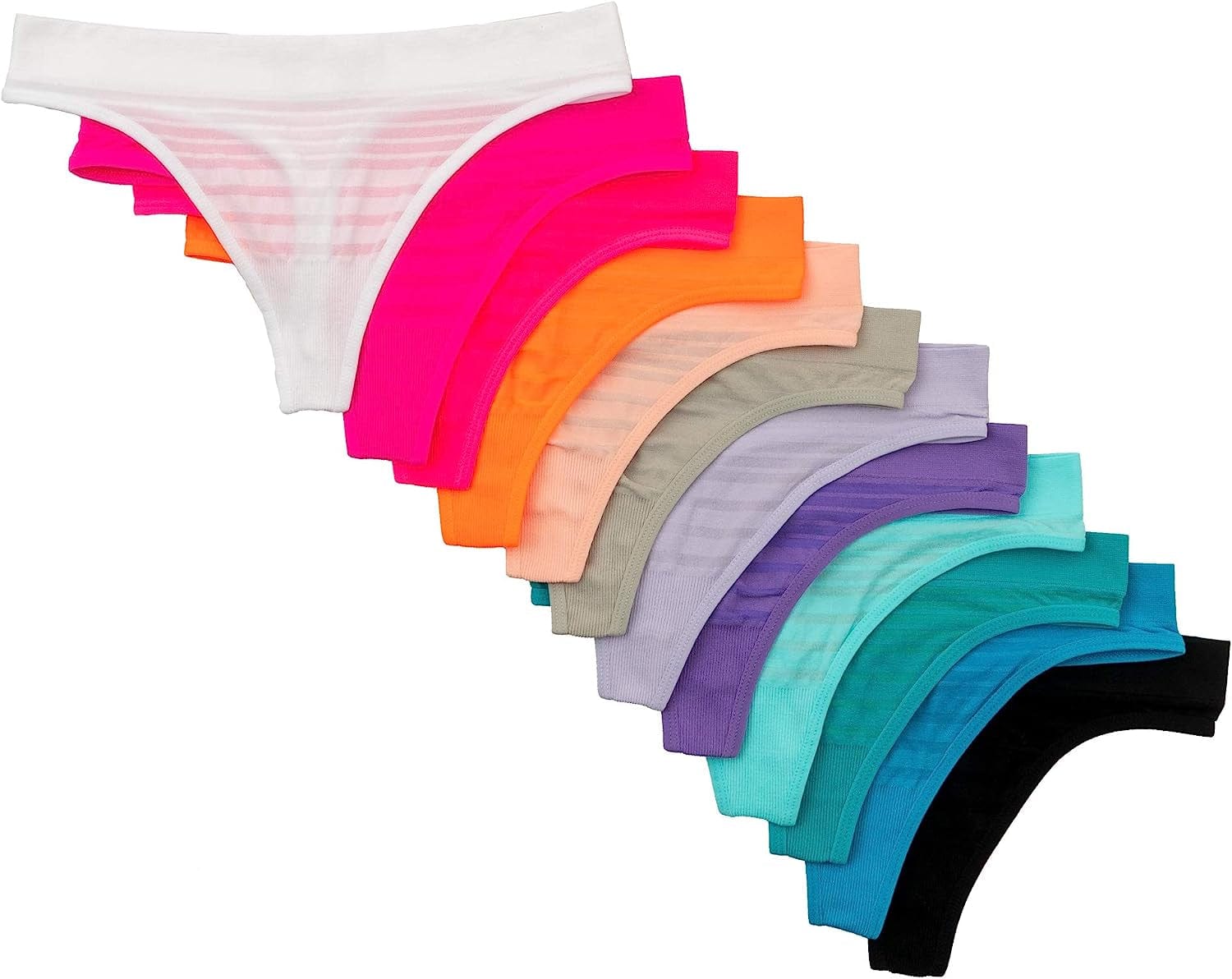 Alyce Ives Intimates Womens Seamless No Show Thong, Pack of 12 Shadow Stripe 3 / Large