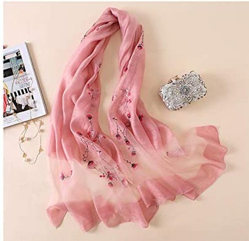 Alysee Women Light Silk&Wool Mixed Lovely Embroidered Scarf Headwrap Shawl Apparel & Accessories > Clothing Accessories > Scarves & Shawls Alysee   