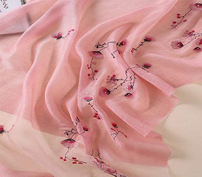 Alysee Women Light Silk&Wool Mixed Lovely Embroidered Scarf Headwrap Shawl Apparel & Accessories > Clothing Accessories > Scarves & Shawls Alysee   