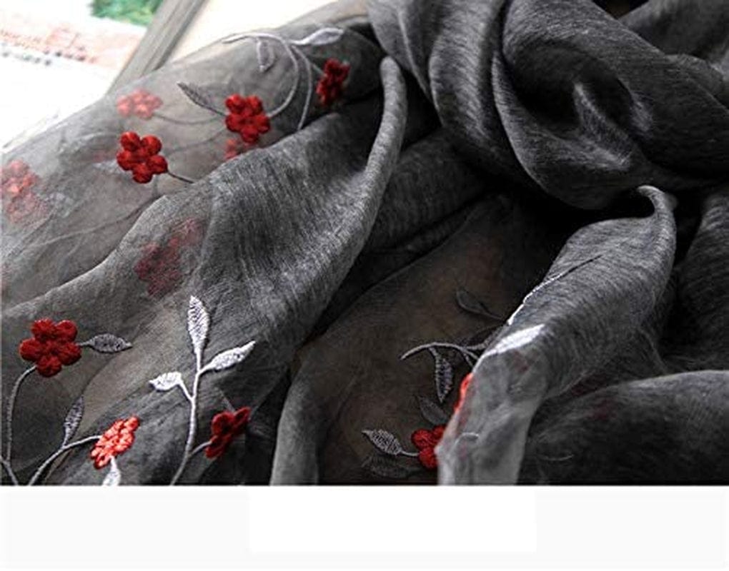 Alysee Women Lovely Silk&Wool Mixed Floral Embroidered Scarf Shawl Wrap Apparel & Accessories > Clothing Accessories > Scarves & Shawls Alysee   