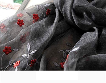 Alysee Women Lovely Silk&Wool Mixed Floral Embroidered Scarf Shawl Wrap Apparel & Accessories > Clothing Accessories > Scarves & Shawls Alysee   