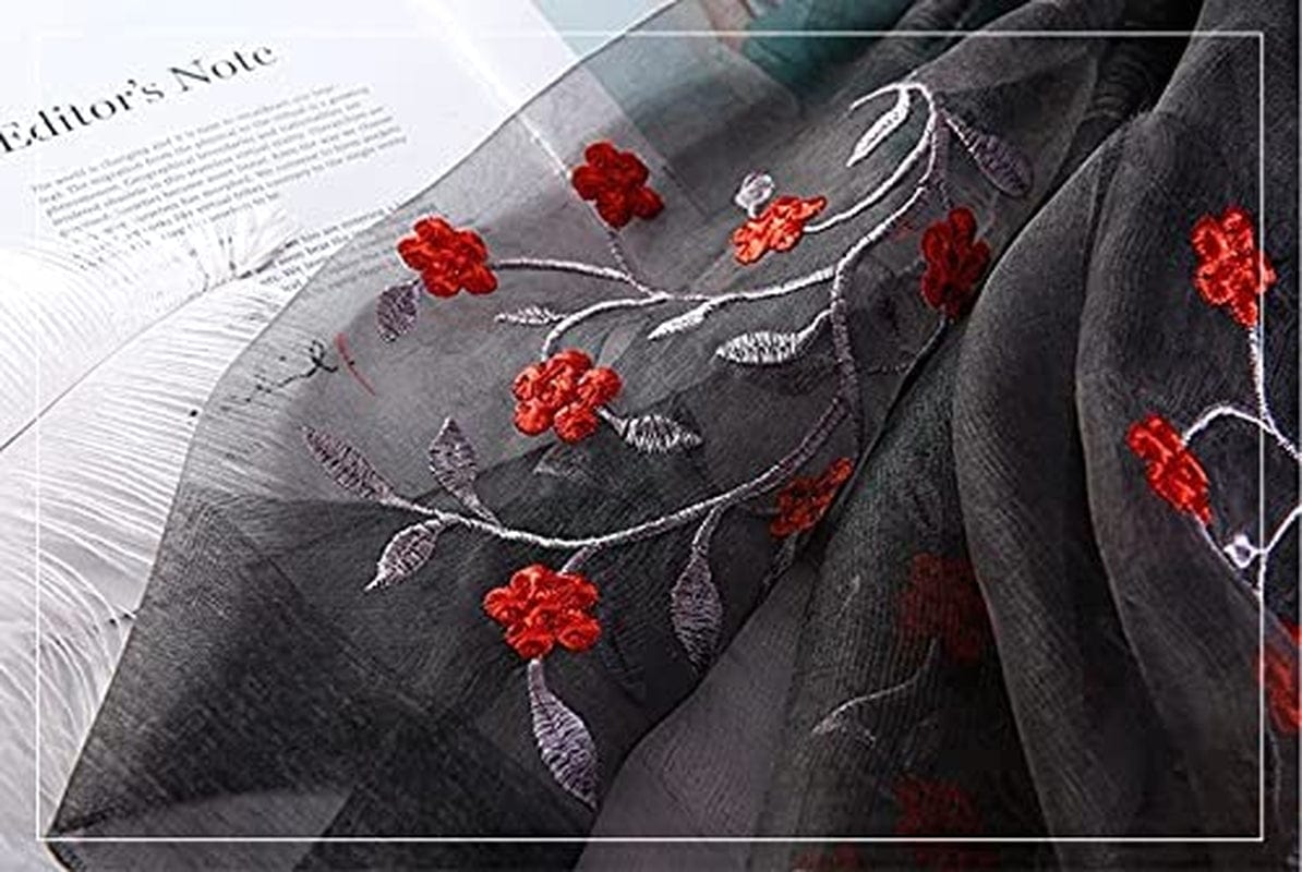 Alysee Women Lovely Silk&Wool Mixed Floral Embroidered Scarf Shawl Wrap Apparel & Accessories > Clothing Accessories > Scarves & Shawls Alysee   
