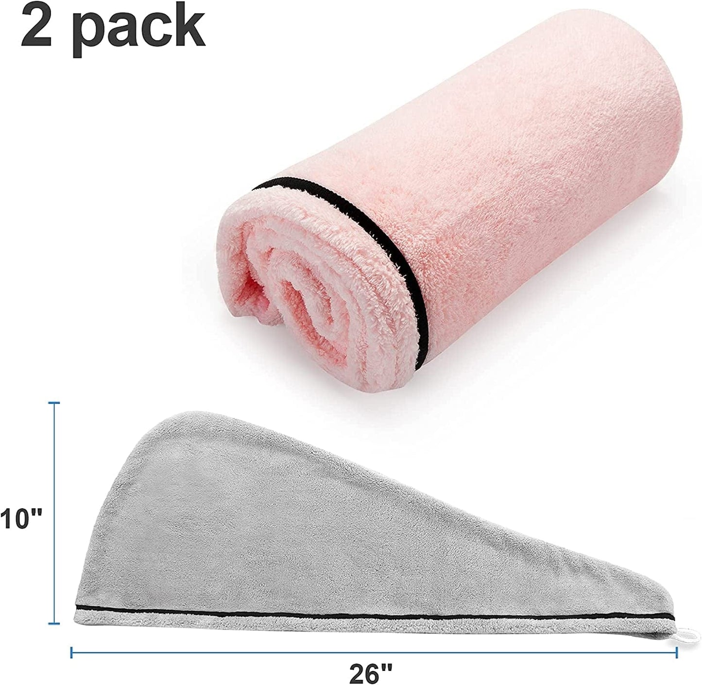 Amazerbath Hair Towel, Microfiber Hair Towel Wrap for Women, Curly Hair Drying Towels for Long Hair Care anti Frizz, 26 X 10 Inches Cotton Hair Turban Towel for Wet Hair Quick Dry, Grey and Pink Health & Beauty > Personal Care > Hair Care AmazerBath   
