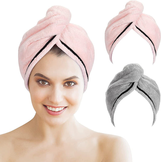 Amazerbath Hair Towel, Microfiber Hair Towel Wrap for Women, Curly Hair Drying Towels for Long Hair Care anti Frizz, 26 X 10 Inches Cotton Hair Turban Towel for Wet Hair Quick Dry, Grey and Pink Health & Beauty > Personal Care > Hair Care AmazerBath   