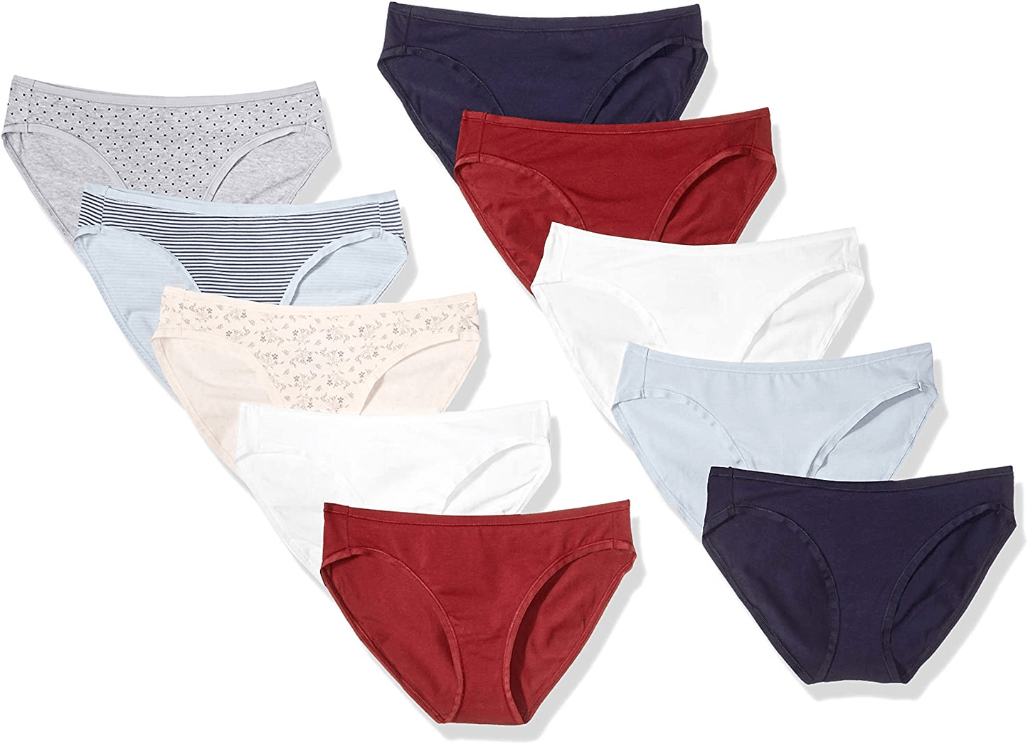 Amazon Essentials Women'S Cotton Bikini Brief Underwear, Multipacks Apparel & Accessories > Clothing > Underwear & Socks > Underwear KYLIE MAX Warm/Mixed Print 10 Small