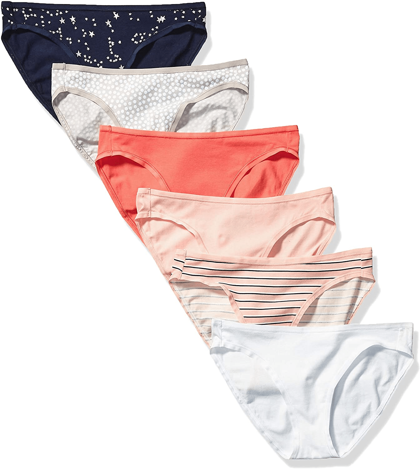 Amazon Essentials Women'S Cotton Bikini Brief Underwear, Multipacks Apparel & Accessories > Clothing > Underwear & Socks > Underwear KYLIE MAX Stars & Dots 6 X-Small