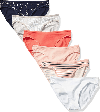 Amazon Essentials Women'S Cotton Bikini Brief Underwear, Multipacks Apparel & Accessories > Clothing > Underwear & Socks > Underwear KYLIE MAX Stars & Dots 6 X-Small