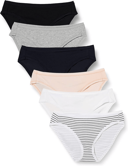 Amazon Essentials Women'S Cotton Bikini Brief Underwear, Multipacks Apparel & Accessories > Clothing > Underwear & Socks > Underwear KYLIE MAX Classic Assorted 6 Medium