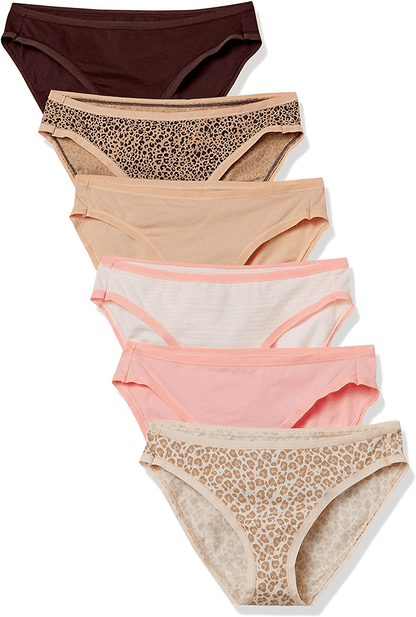 Amazon Essentials Women'S Cotton Bikini Brief Underwear, Multipacks Apparel & Accessories > Clothing > Underwear & Socks > Underwear KYLIE MAX Leopard 6 X-Large