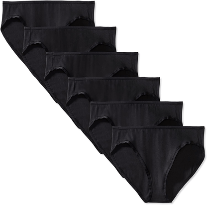 Amazon Essentials Women'S Cotton Bikini Brief Underwear, Multipacks Apparel & Accessories > Clothing > Underwear & Socks > Underwear KYLIE MAX Black 6 Medium