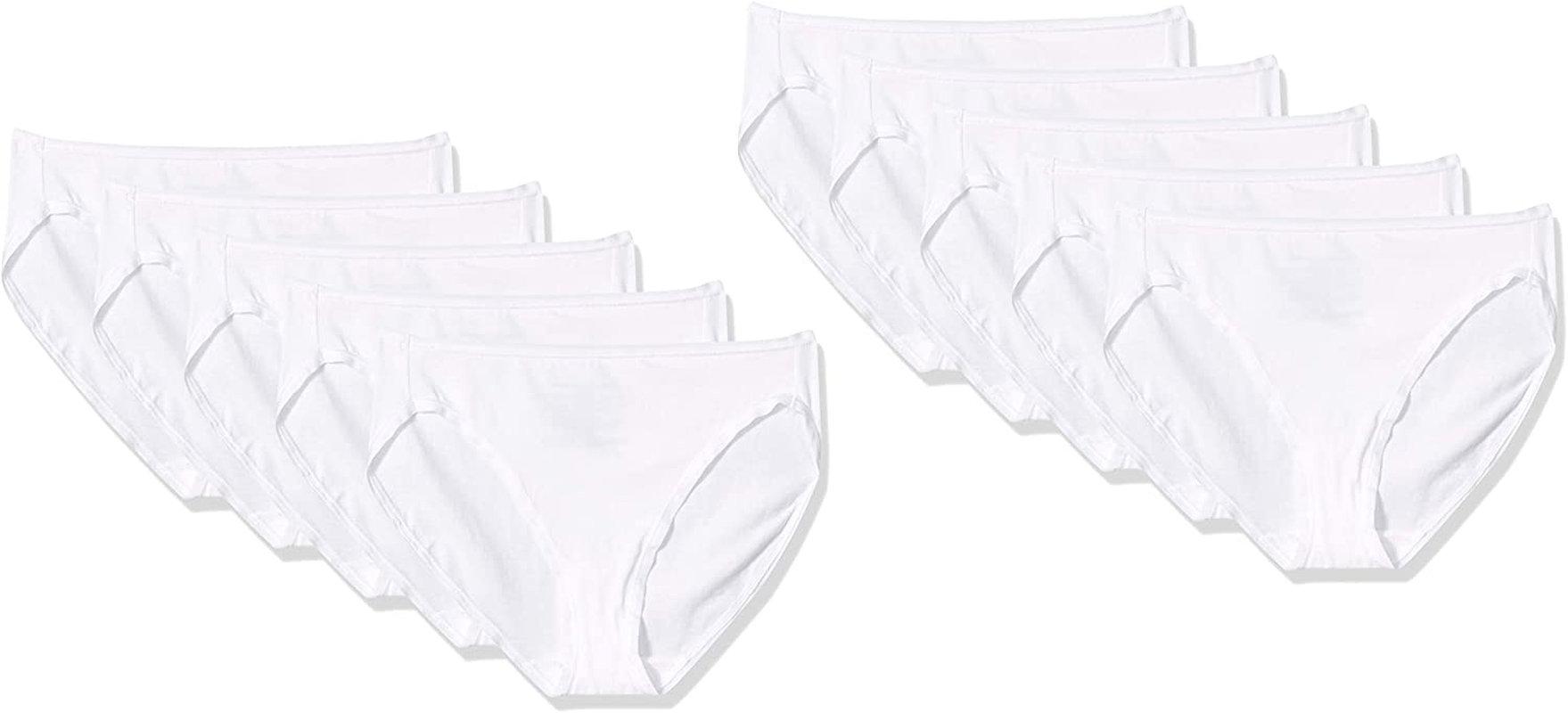 Amazon Essentials Women'S Cotton High Leg Brief Underwear, Multipacks Apparel & Accessories > Clothing > Underwear & Socks > Underwear KYLIE MAX White 10 X-Small