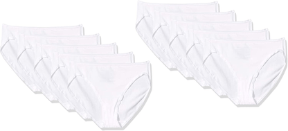 Amazon Essentials Women'S Cotton High Leg Brief Underwear, Multipacks Apparel & Accessories > Clothing > Underwear & Socks > Underwear KYLIE MAX White 10 X-Small