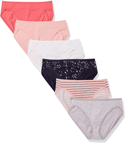 Amazon Essentials Women'S Cotton High Leg Brief Underwear, Multipacks Apparel & Accessories > Clothing > Underwear & Socks > Underwear KYLIE MAX Stars & Dots 6 X-Small