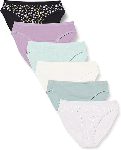 Amazon Essentials Women'S Cotton High Leg Brief Underwear, Multipacks Apparel & Accessories > Clothing > Underwear & Socks > Underwear KYLIE MAX Spring Floral 6 X-Large
