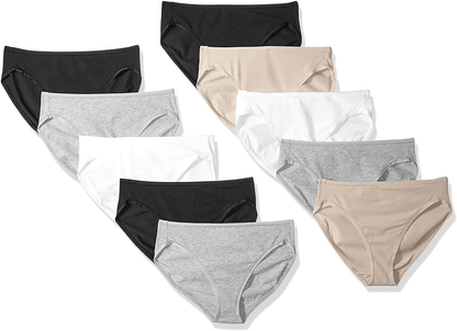 Amazon Essentials Women'S Cotton High Leg Brief Underwear, Multipacks Apparel & Accessories > Clothing > Underwear & Socks > Underwear KYLIE MAX Neutral Assorted 10 X-Large